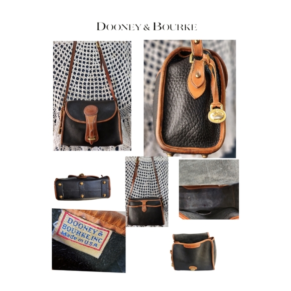 Dooney & Bourke Handbags - VINTAGE DOONEY & BOURKE ALL WEATHER BLACK PEBBLE GRAIN LEATHER CROSSBODY BAG